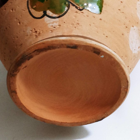 Vintage Pottery Glaze Vase Birds Floral Hand Painted Flowers (shelf) - Picture 6 of 7